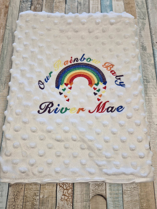 Personalised Rainbow Baby White Dimple Wrap - Nana B Baby & Childrenswear Boutique