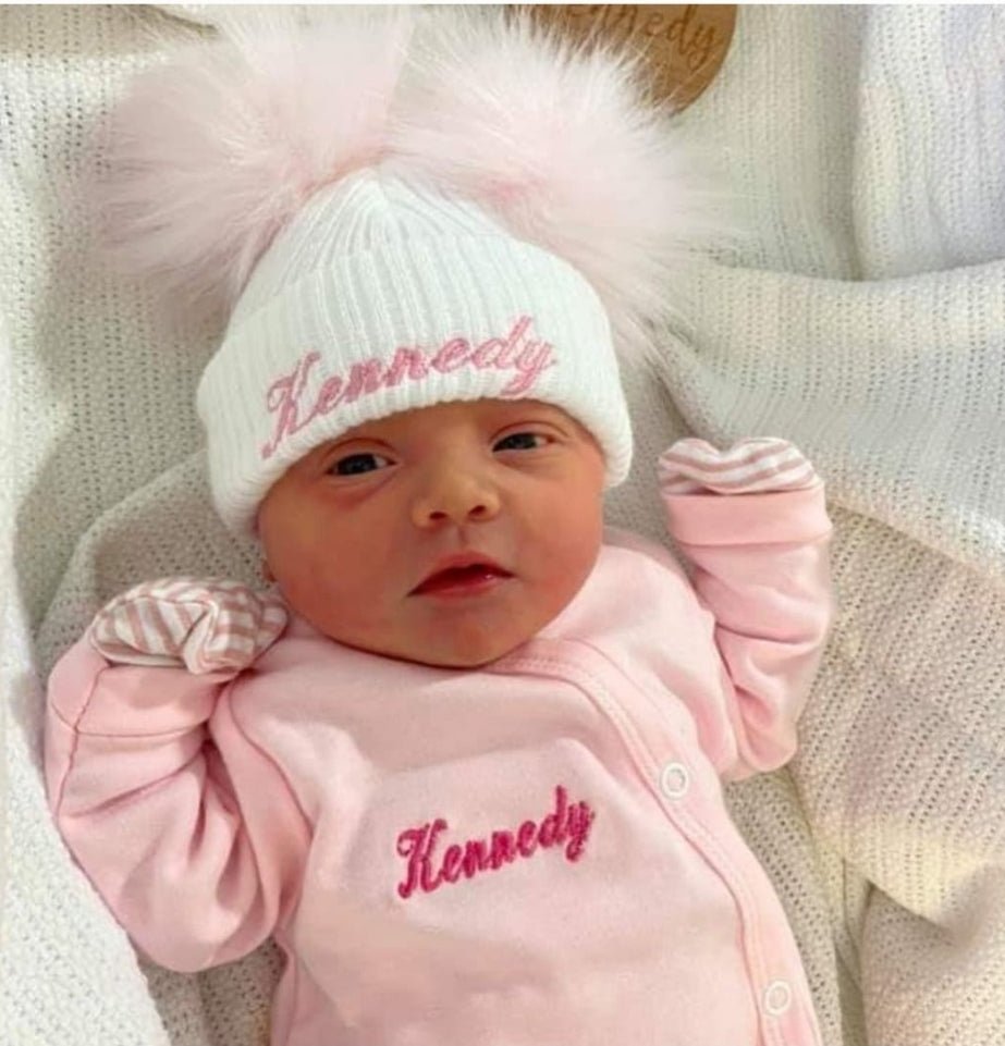 Newborn pink hot sale pom pom hat