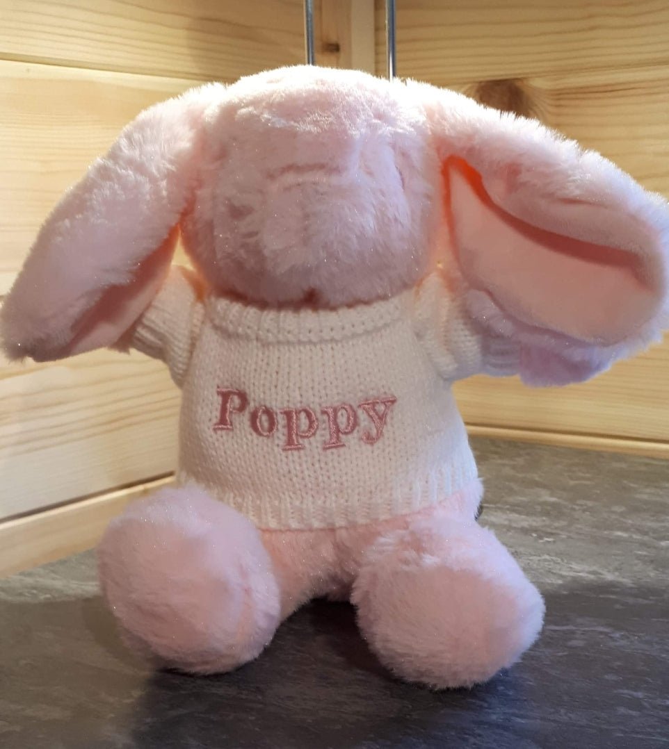 Pink Bunny With Personalised Jumper - Nana B Baby & Childrenswear Boutique