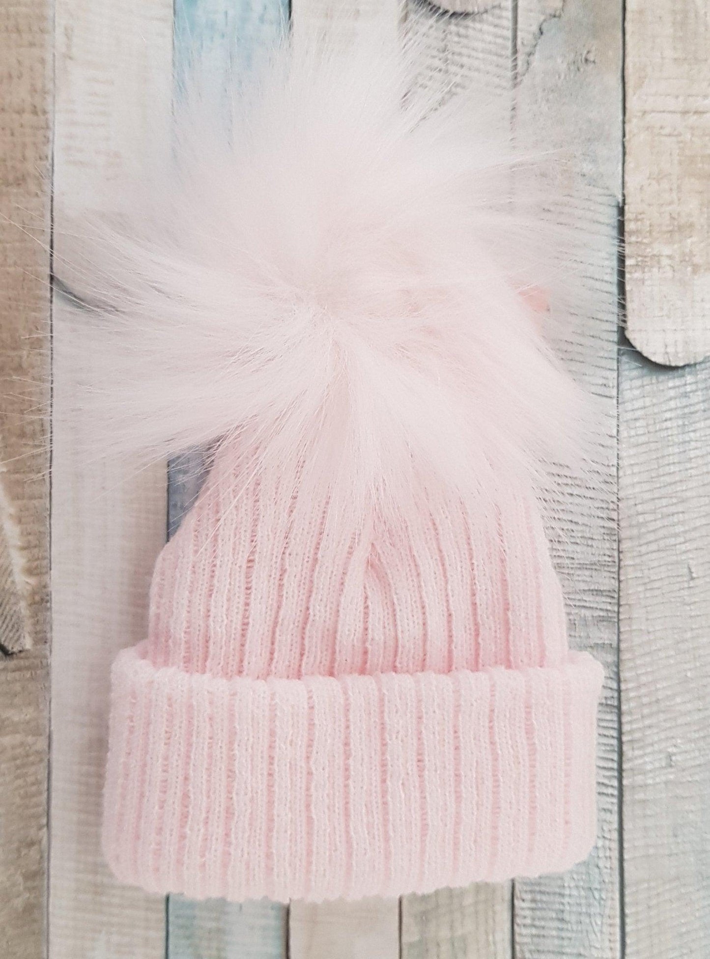 Pink Knitted Single Pink Fluffy Faux Fur Pom Hat - Nana B Baby & Childrenswear Boutique
