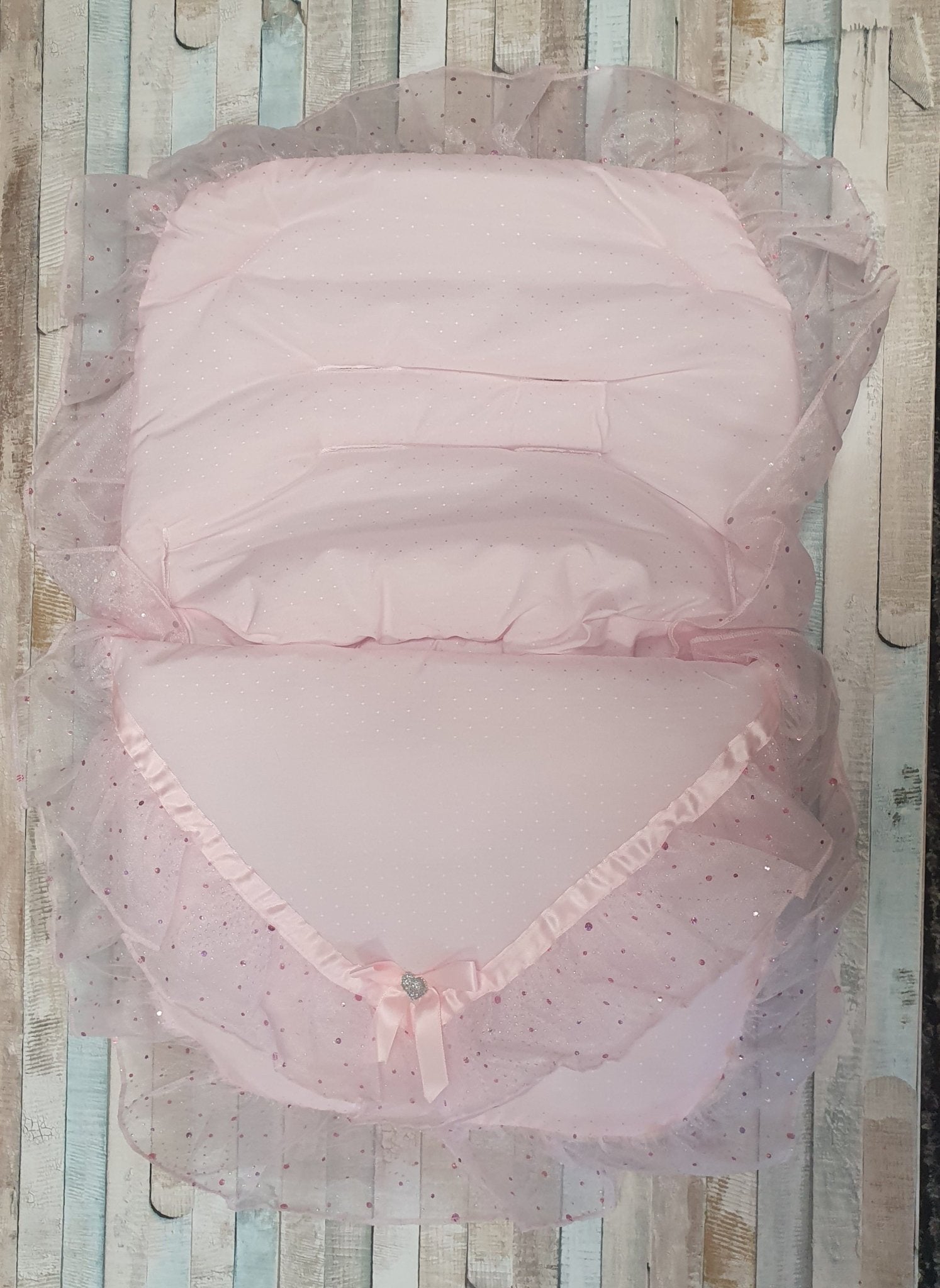 Pink Organza Sparkle & Lace Car Seat Footmuff /Cosytoes - Nana B Baby & Childrenswear Boutique