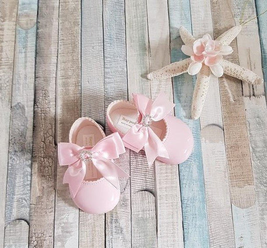 Pink Patent Soft Bottom Diamante Shoe - Nana B Baby & Childrenswear Boutique