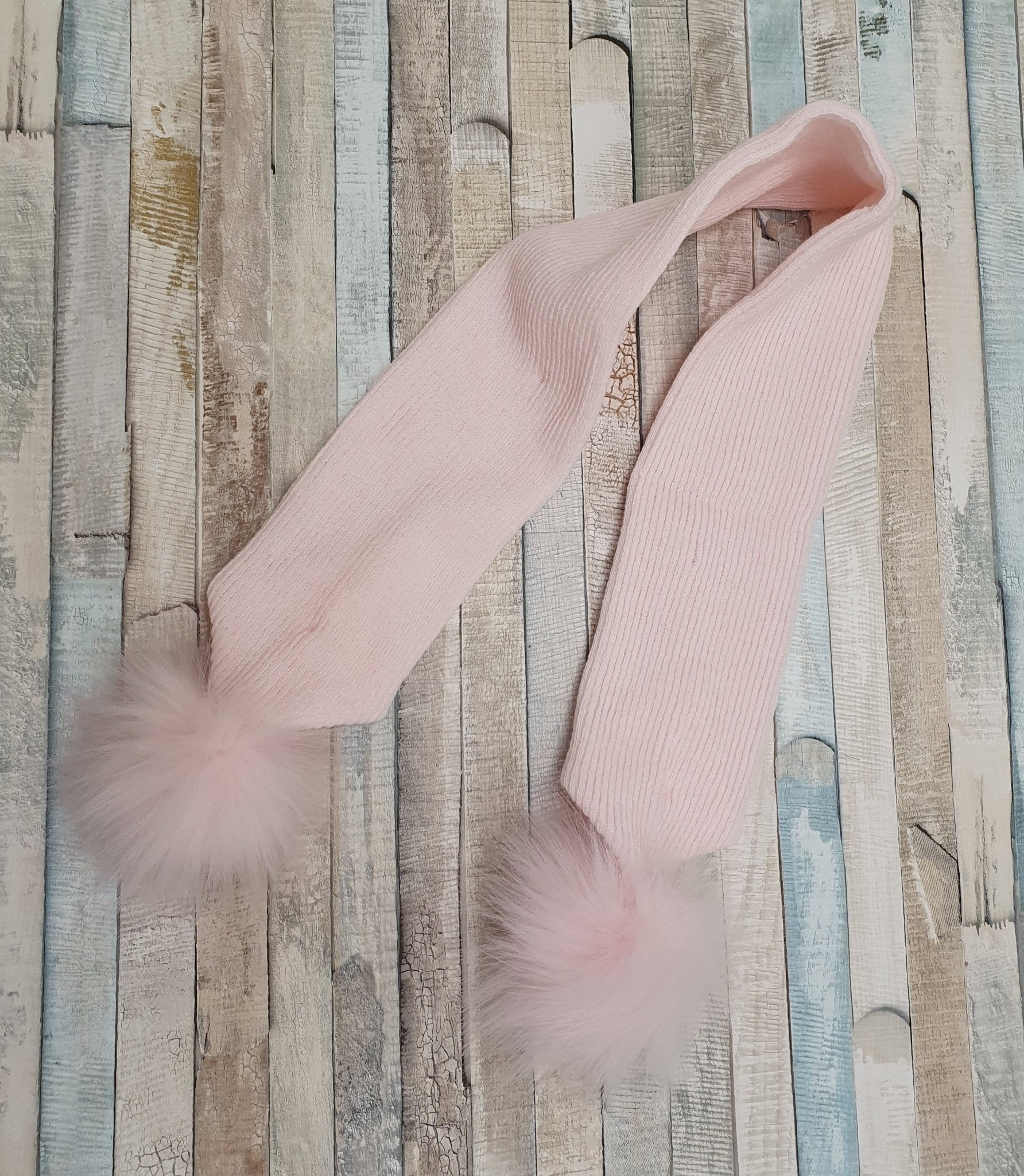 Plain Pink Scarf With Pink Faux Fur Pom - Nana B Baby & Childrenswear Boutique