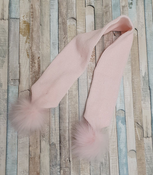 Plain Pink Scarf With Pink Faux Fur Pom - Nana B Baby & Childrenswear Boutique