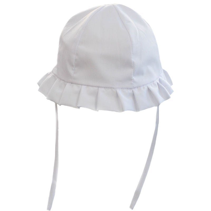 Plain White Clouche Sun Bonnet With Tie - Nana B Baby & Childrenswear Boutique