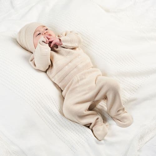 Unisex Baby Beige And Cream 3 Piece Set - Nana B Baby & Childrenswear Boutique