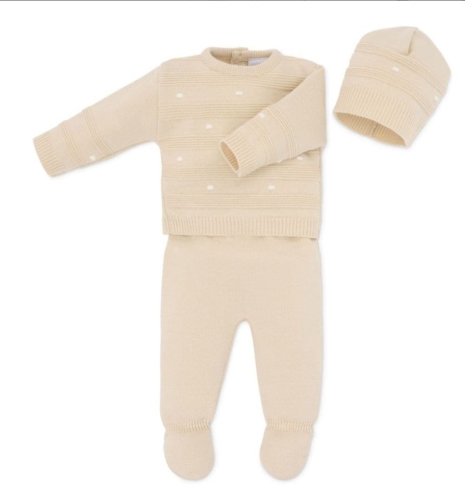 Unisex Baby Beige And Cream 3 Piece Set - Nana B Baby & Childrenswear Boutique
