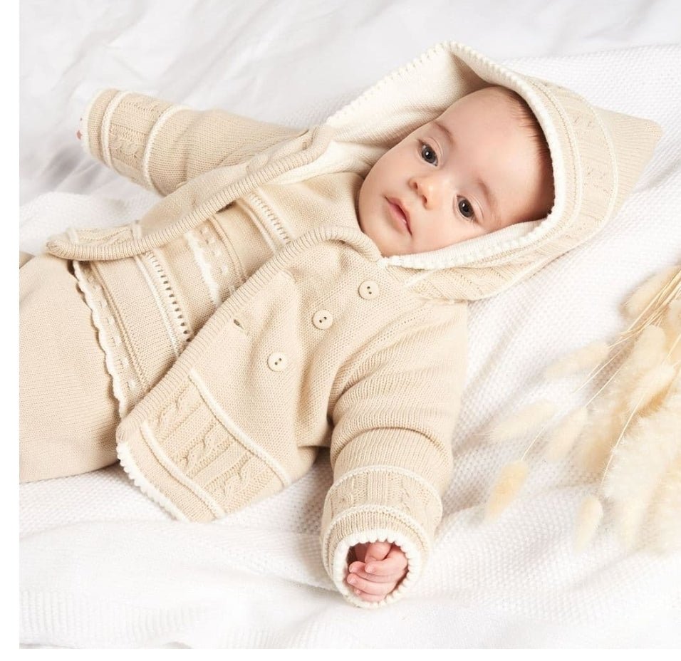 Unisex Baby Beige & White Pram Coat - Nana B Baby & Childrenswear Boutique