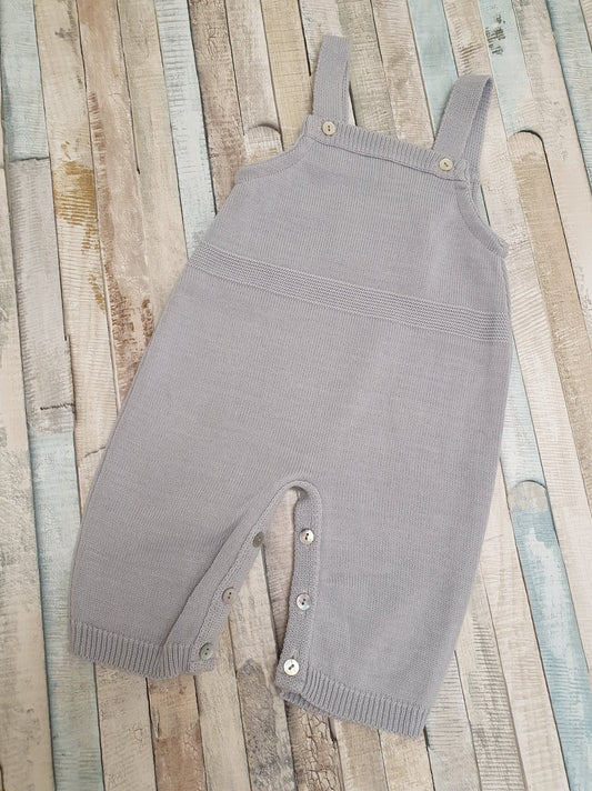 Unisex Baby Plain Grey Knitted Dungaree - Nana B Baby & Childrenswear Boutique