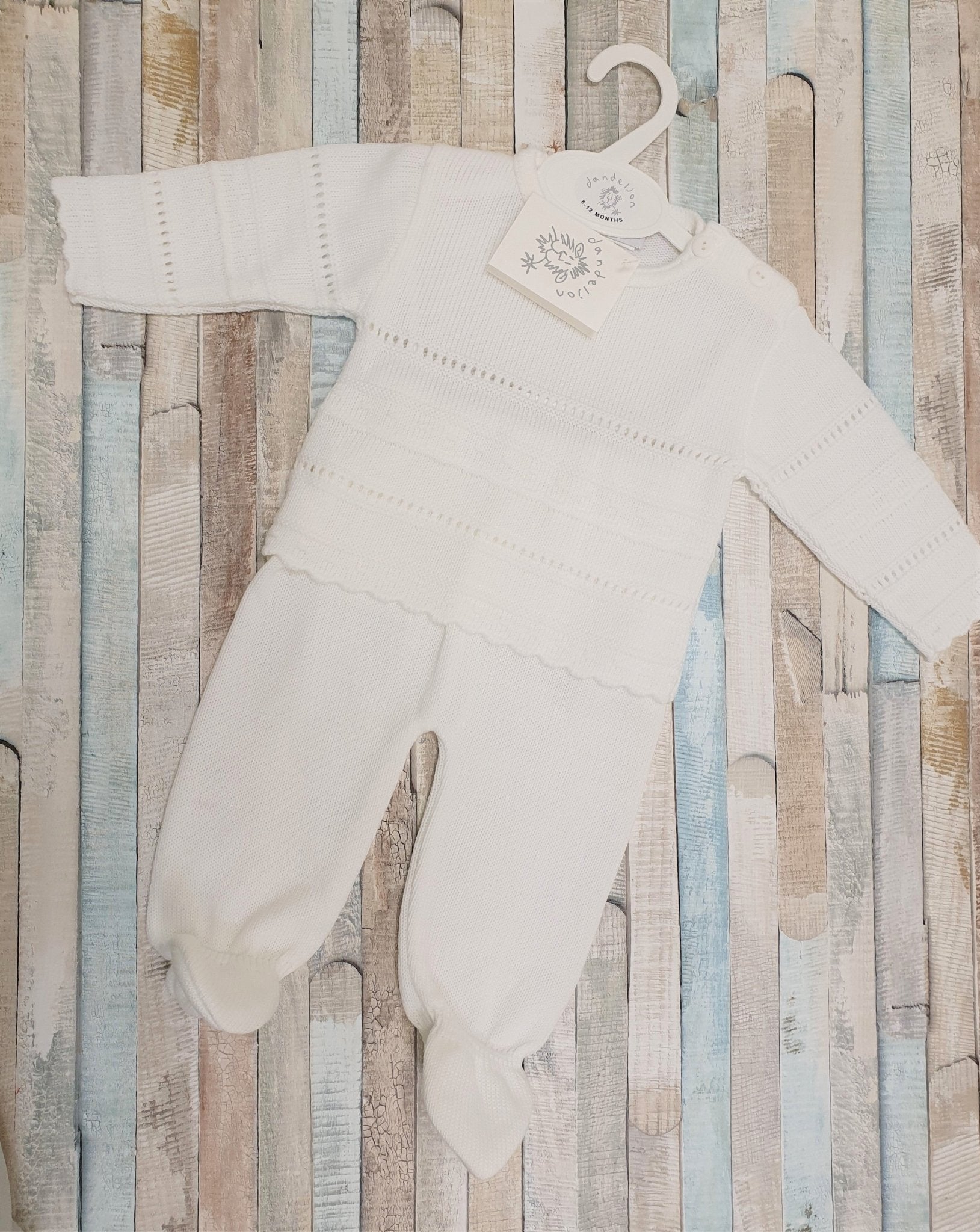 Unisex Baby White Knitted Pointelle Two Piece - Nana B Baby & Childrenswear Boutique