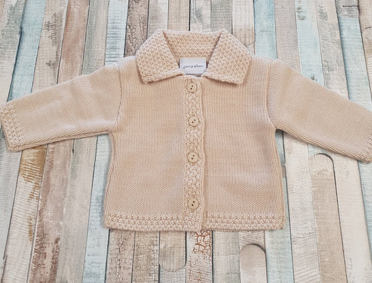 Unisex beige knitted cardigan with collar - Nana B Baby & Childrenswear Boutique
