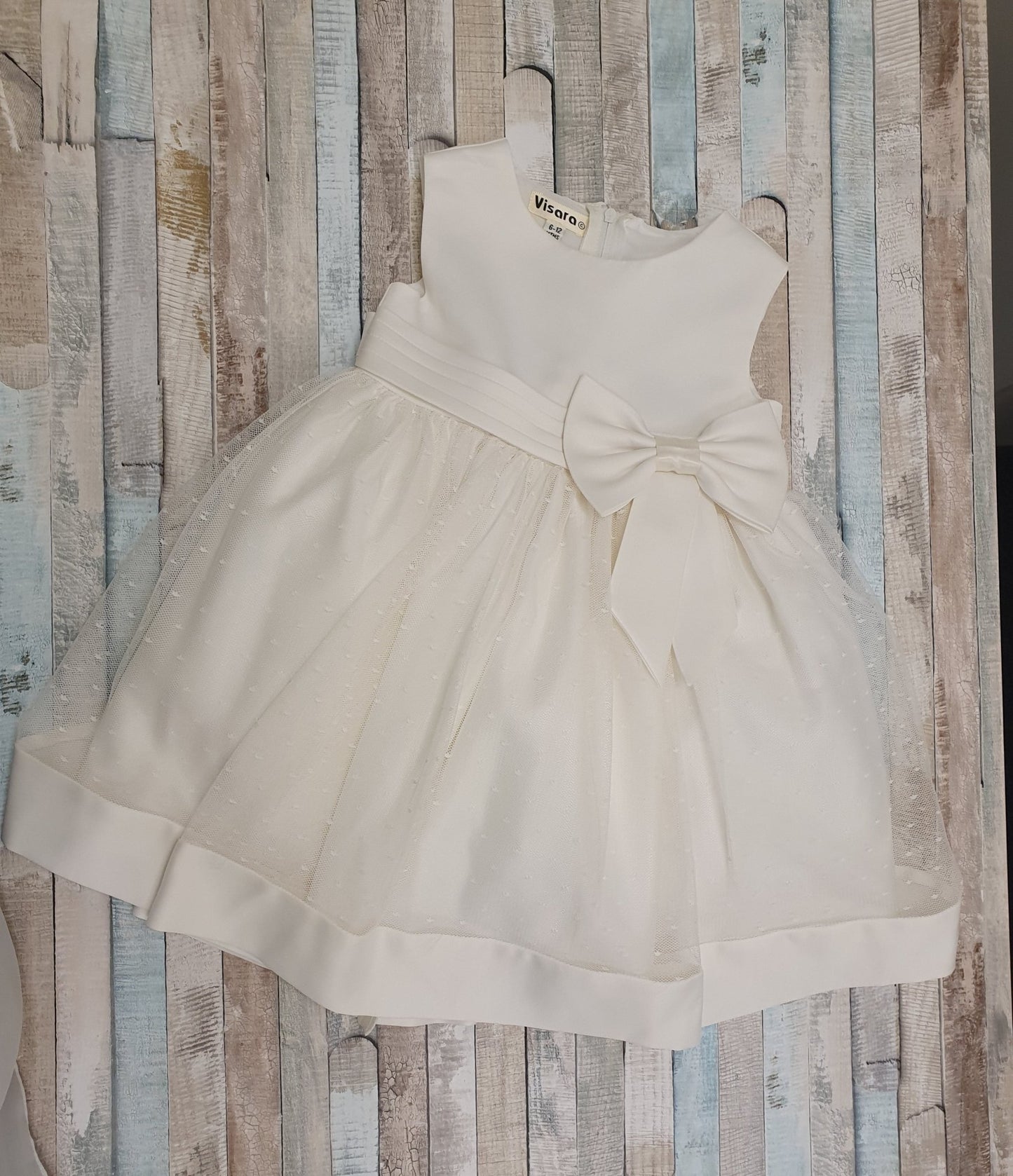 Visara Cream Satin Overlay Dress - Nana B Baby & Childrenswear Boutique