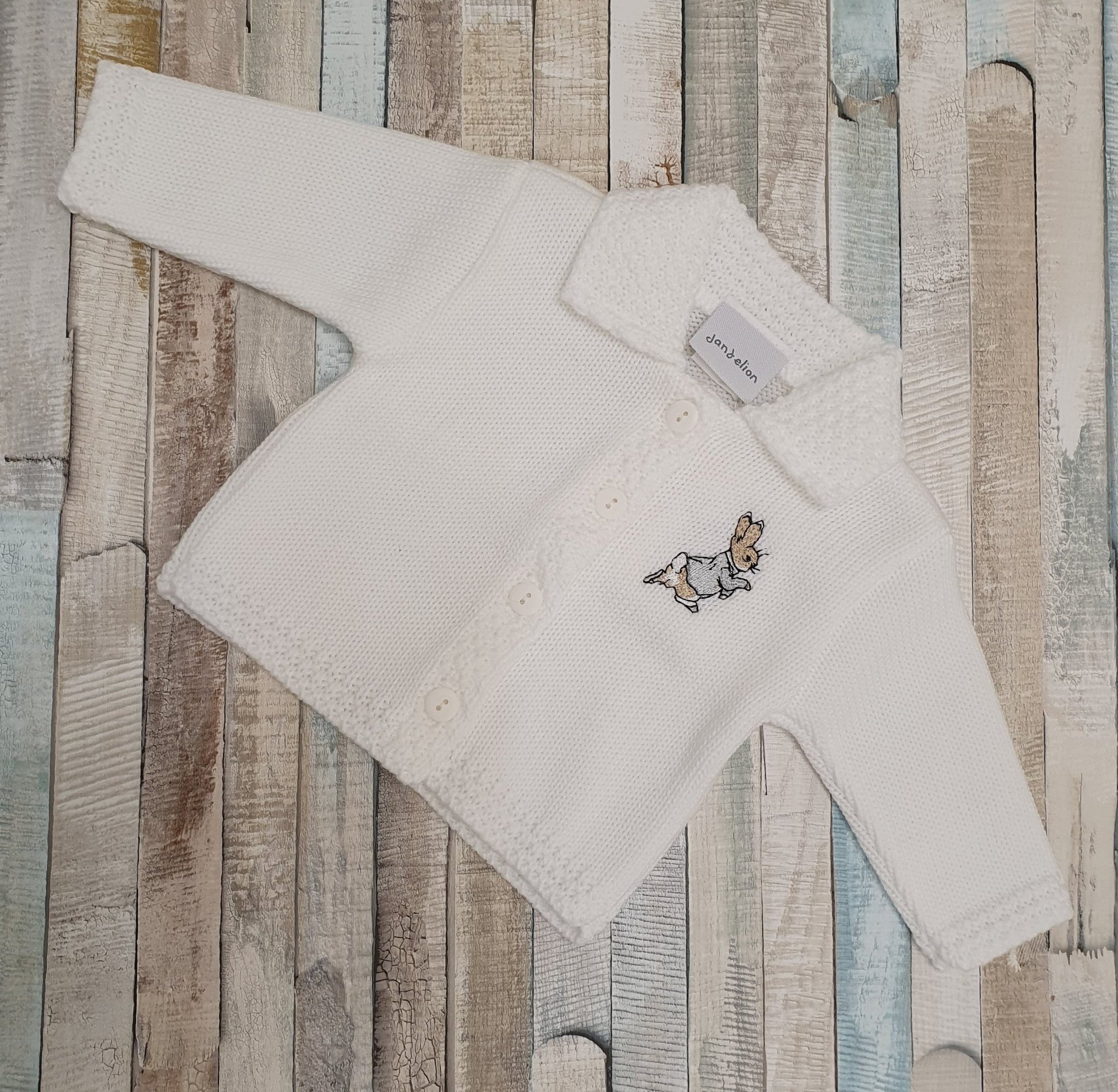 White Cardigan With Grey Rabbit - Nana B Baby & Childrenswear Boutique