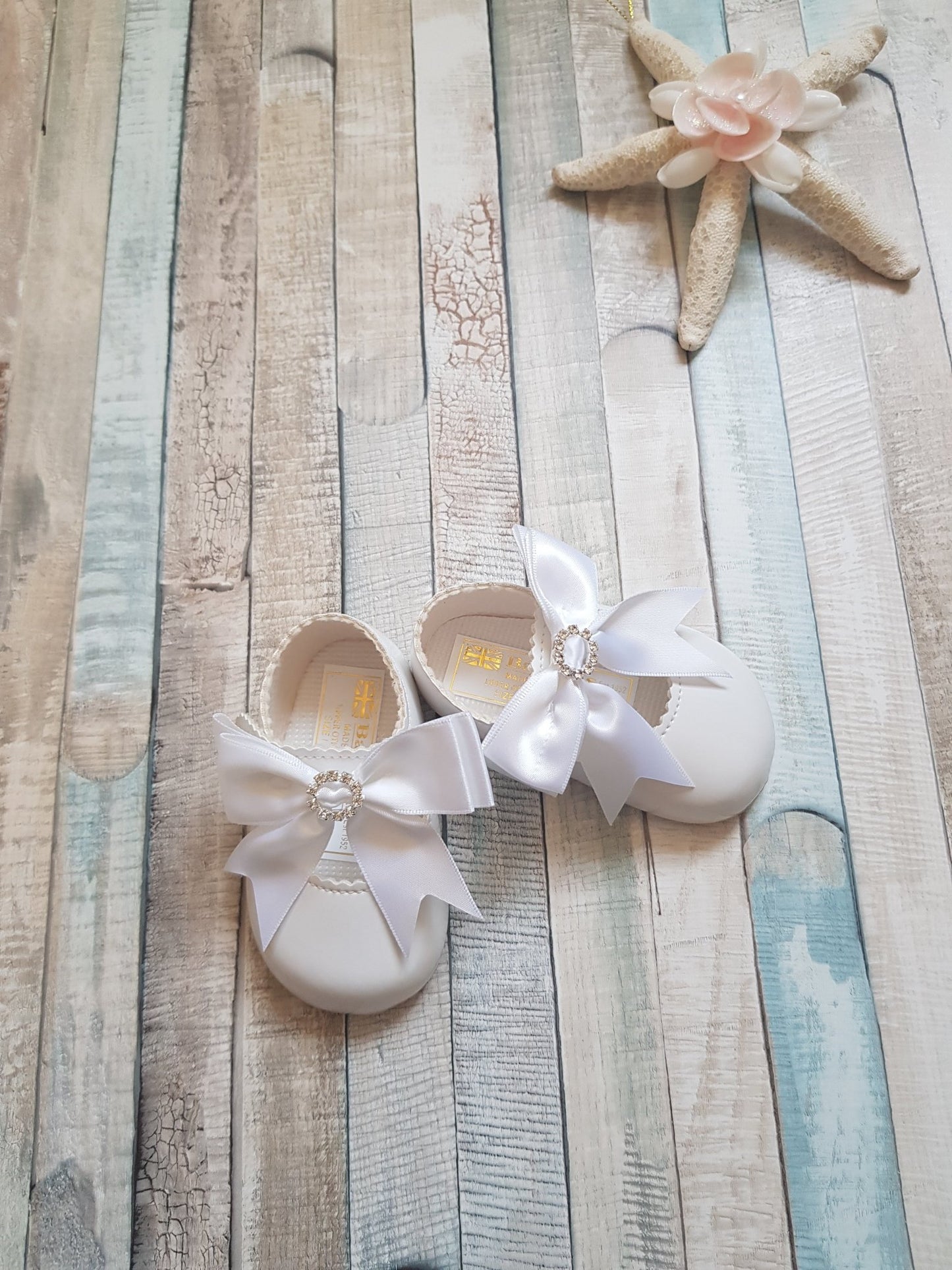 White Patent Soft Bottom Diamante Pram Shoe - Nana B Baby & Childrenswear Boutique
